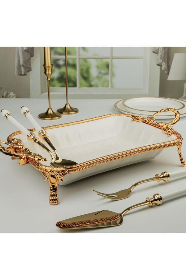 Roy King Roykıng Elegance Dikdörtgen Sunum Tabağı Gold 43Cm - Image 1