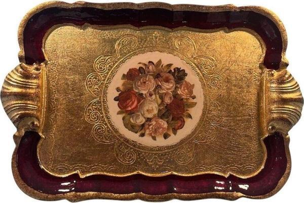 Roy King Ması Ms46 Dikd.İstridye Kulp Kahve Tepsi 28*19 Bordeaux - Image 1