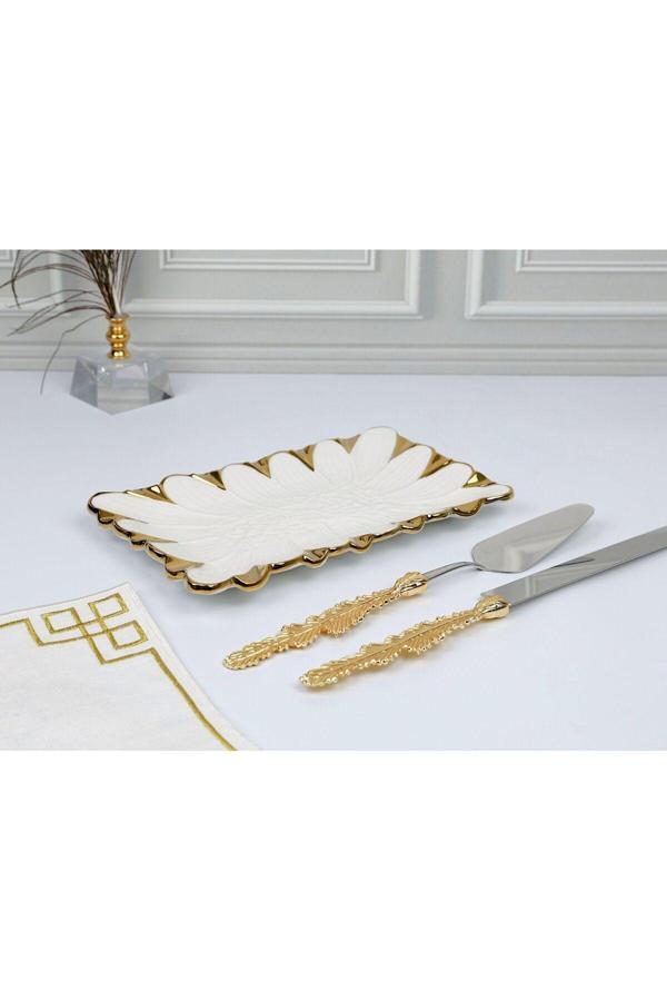 Roy King Flora Gold Dikd.Sunum Tabak 27*17 Cm - Image 1