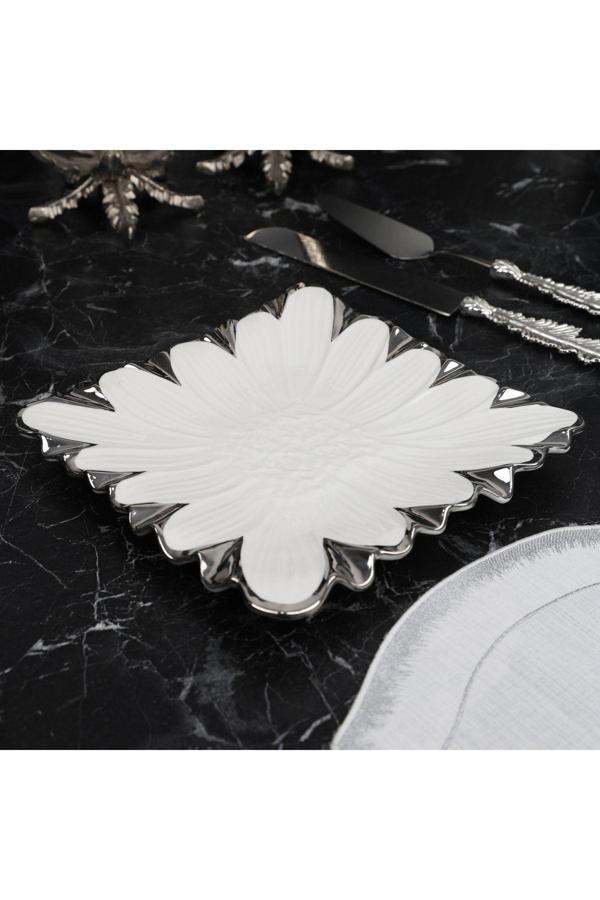 Roy King Flora Sılver Kare Sunum Tabak 24*24 Cm - Image 1