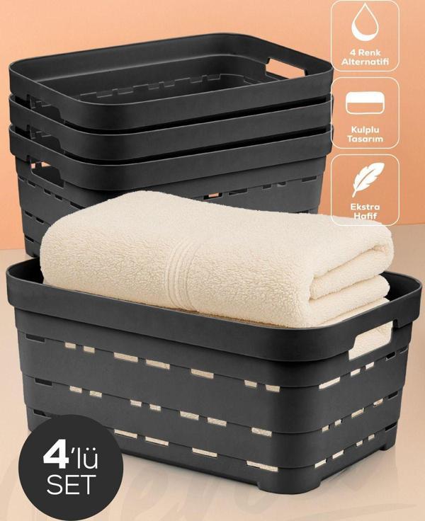 4'lü 10,8 Litre Delikli Saklama Kutusu Antrasit - Image 1