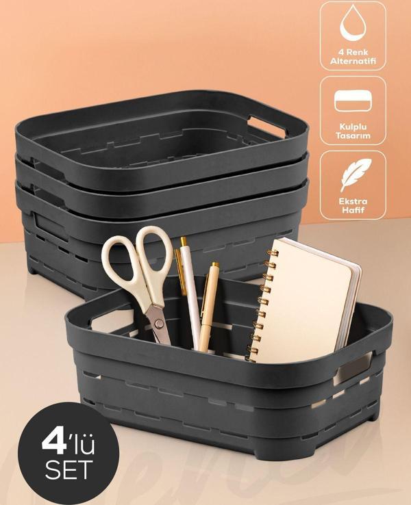 4'lü 2,8 Litre Delikli Saklama Kutusu Antrasit - Image 1