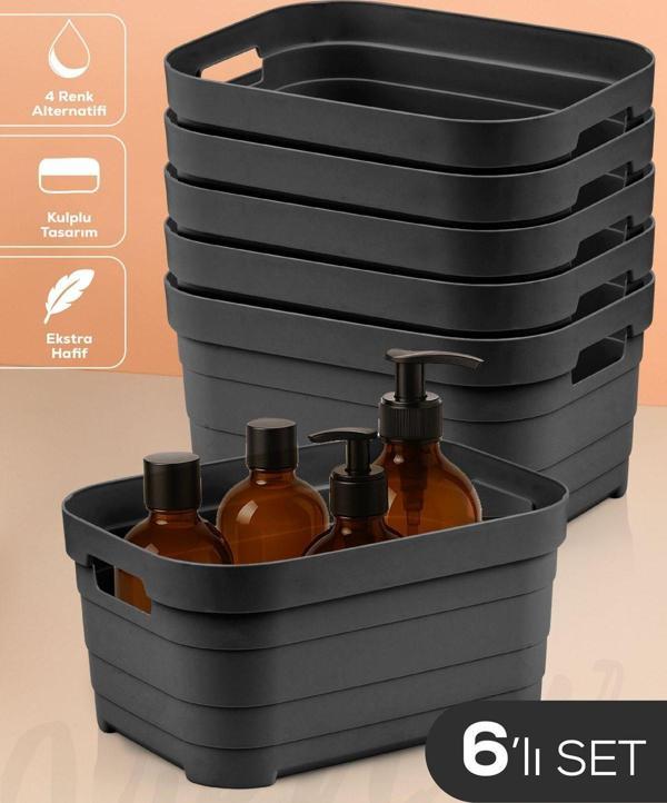 6'lı 3,8 Litre Saklama Kutusu Antrasit - Image 1