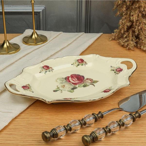 Roy King Rose 31 Cm Kulplu Sunum Tabak - Image 1