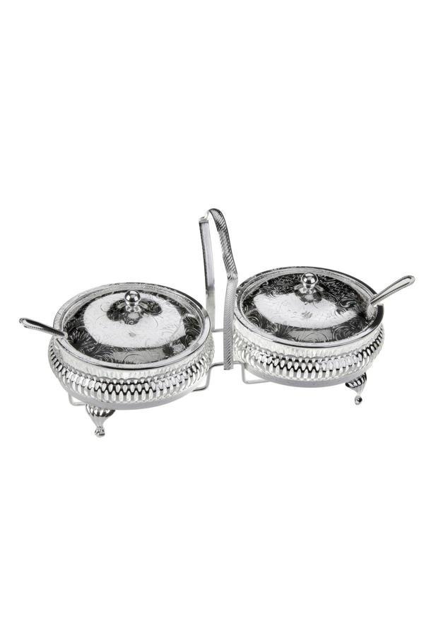Roy King Queen Anne Qa 6 2'Li Kaşıklı Kapaklı Sosluk Gümüş 25*12*15 Cm - Image 1