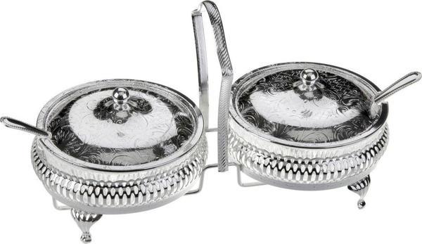 Roy King Queen Anne Qa 6 2'Li Kaşıklı Kapaklı Sosluk Gümüş 25*12*15 Cm - Image 1