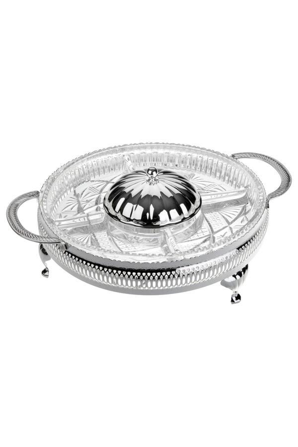 Roy King Queen Anne Qa 139 Kulplu Kapaklı Bölmeli Çerezlik Gümüş 25 Cm - Image 1
