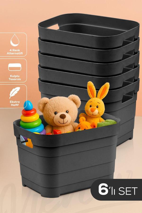 6'lı 5 Litre Saklama Kutusu Antrasit - Image 1