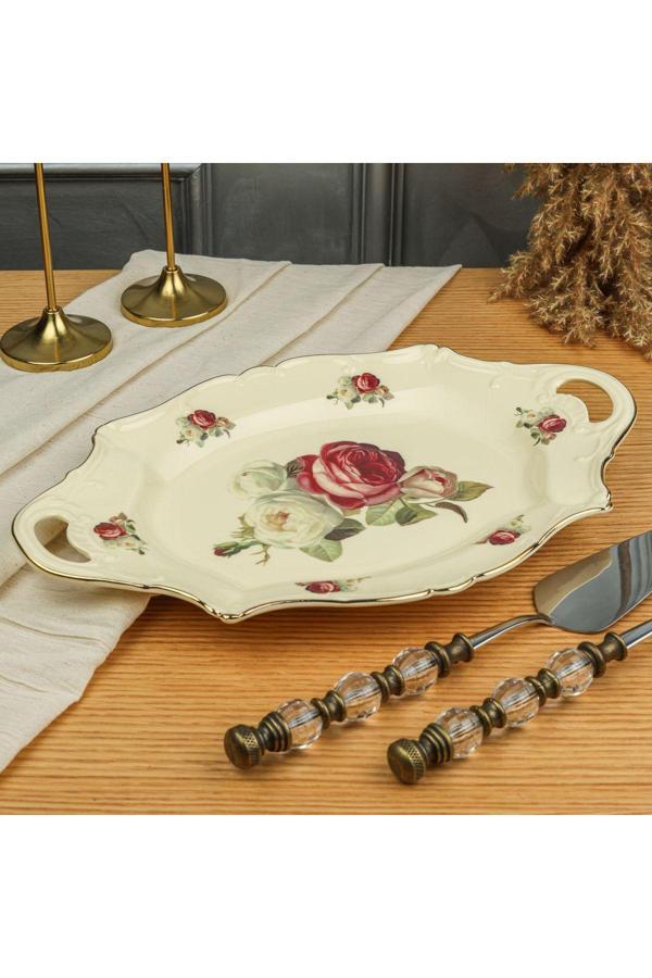 Roy King Rose 36 Cm Kulplu Sunum Tabak - Image 1