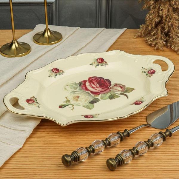 Roy King Rose 36 Cm Kulplu Sunum Tabak - Image 1