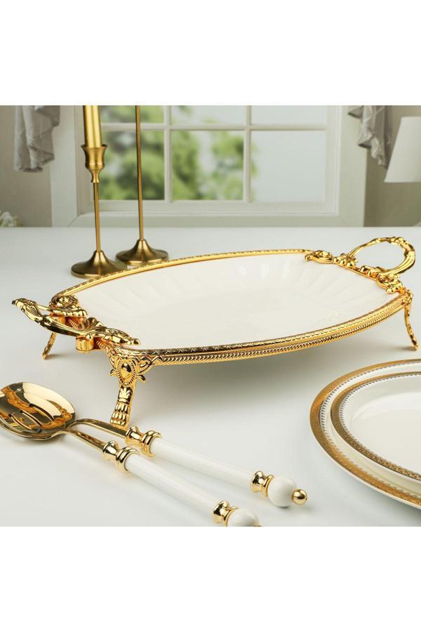 Roy King Royking Elegance Oval Sunum Tabak Gold 41 Cm - Image 1