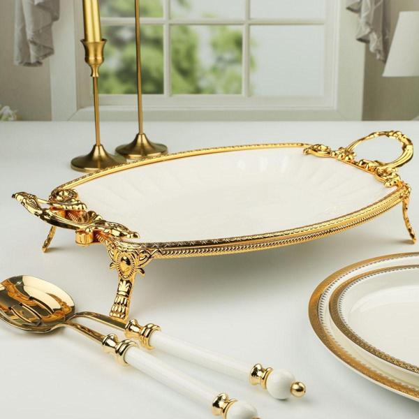 Roy King Royking Elegance Oval Sunum Tabak Gold 41 Cm - Image 1