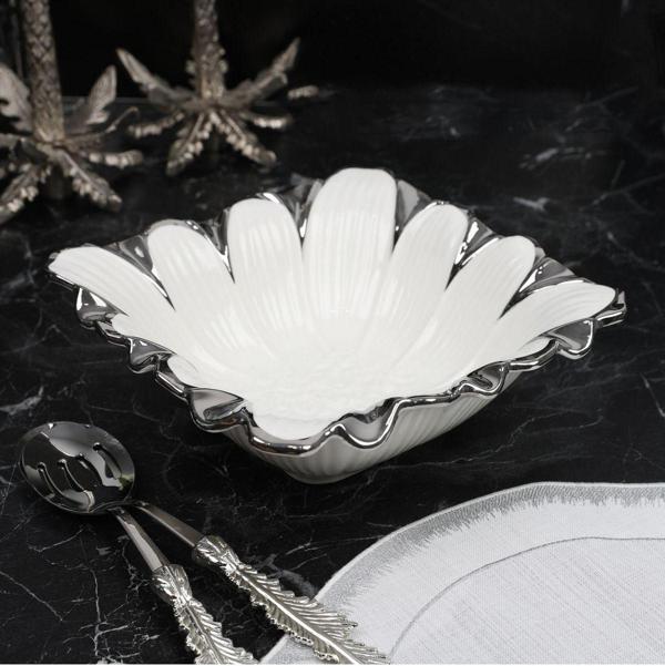 Roy King Flora Sılver Kare Salata Kase 21*21*8 Cm - Image 1