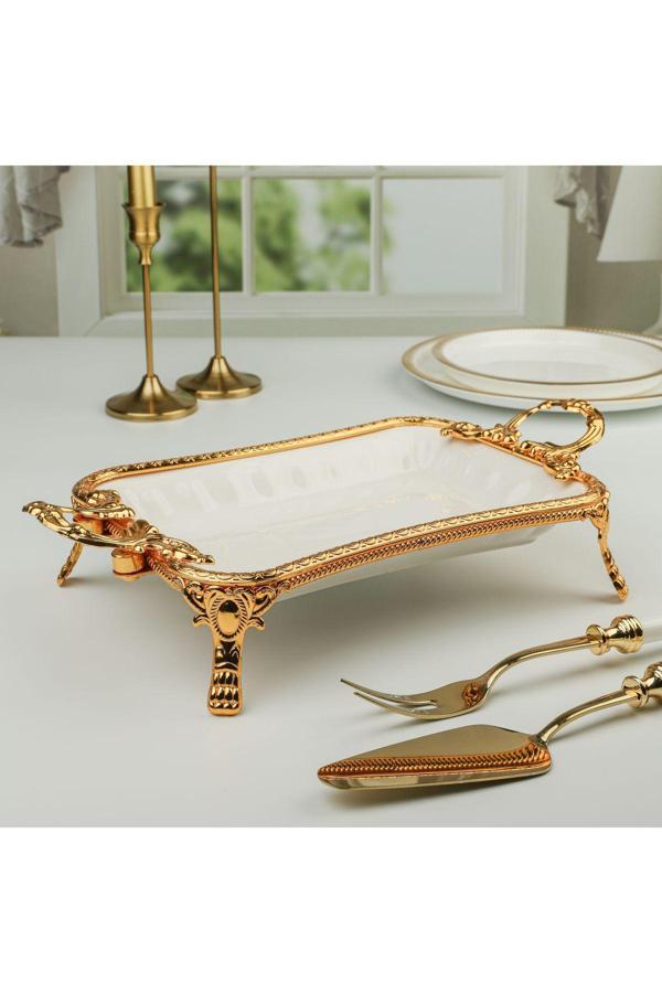 Roy King Royking Elegance Dikd.Sunum Tabak Gold 36 Cm - Image 1