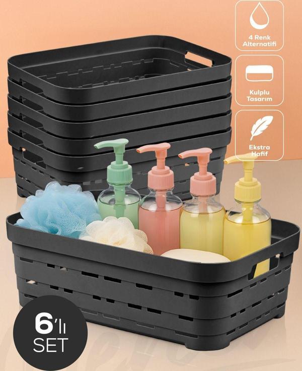 6'lı 8,2 Litre Delikli Saklama Kutusu Antrasit - Image 1