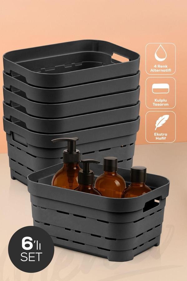 6'lı 3,8 Litre Delikli Saklama Kutusu Antrasit - Image 1