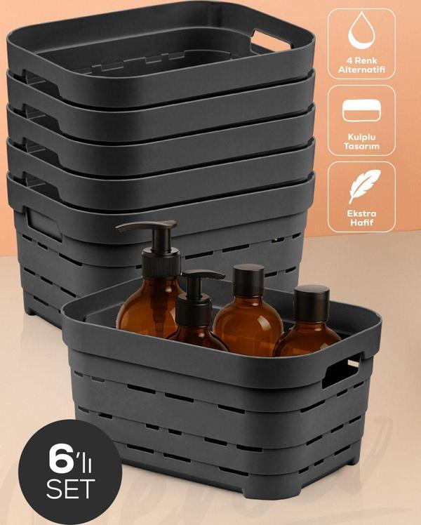 6'lı 3,8 Litre Delikli Saklama Kutusu Antrasit - Image 1