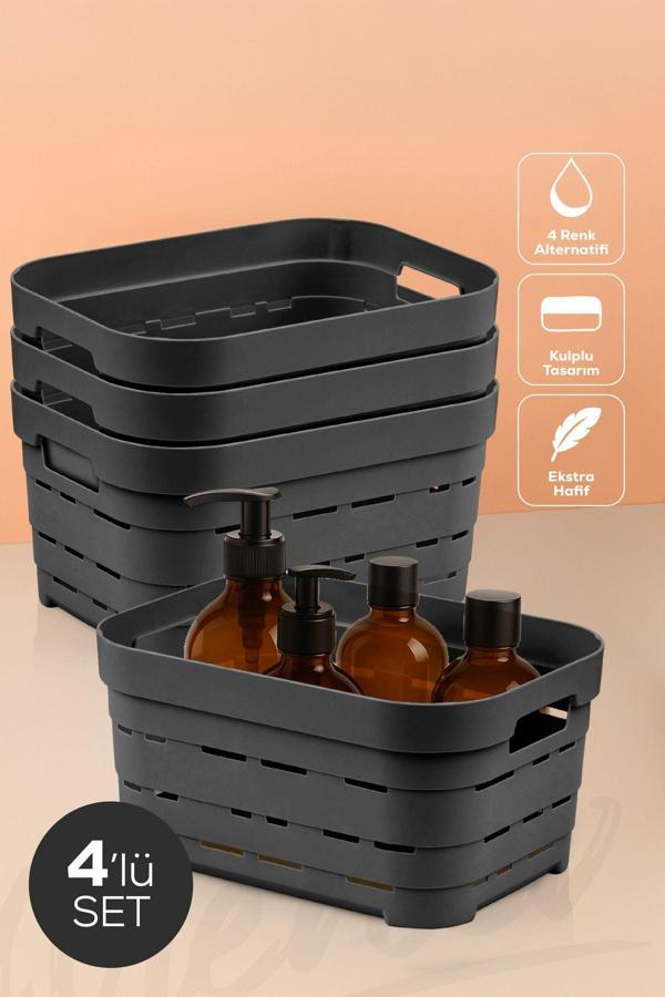 4'lü 3,8 Litre Delikli Saklama Kutusu Antrasit - Image 1