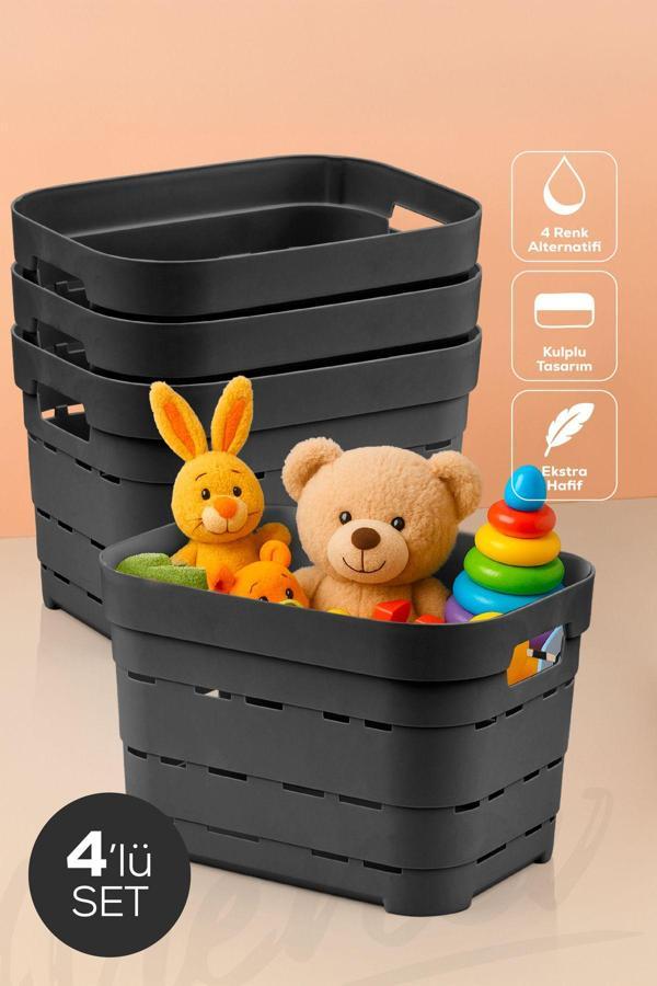 4'lü 5 Litre Delikli Saklama Kutusu Antrasit - Image 1