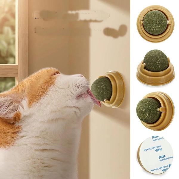 Duvara Yapışan Dönen Kedi Nanesi Cat Oyun Topu Doğal Kedi Oyuncağı - Image 1
