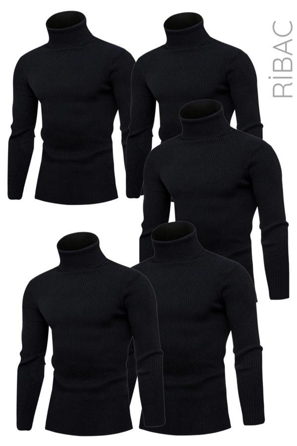 Ribac 5'Li Unisex Likralı Boğazlı Kazak - Image 1