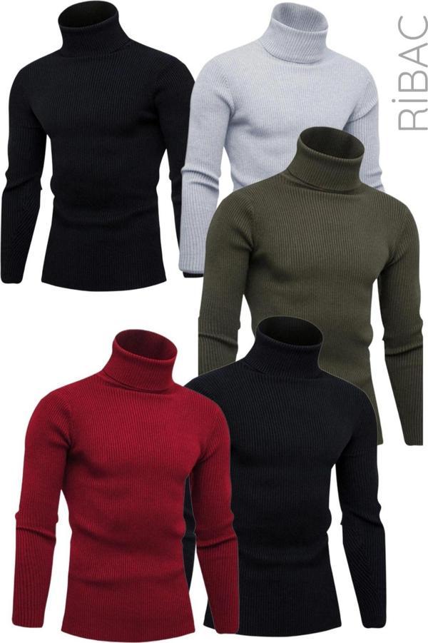 Ribac 5'Li Unisex Likralı Boğazlı Kazak - Image 1