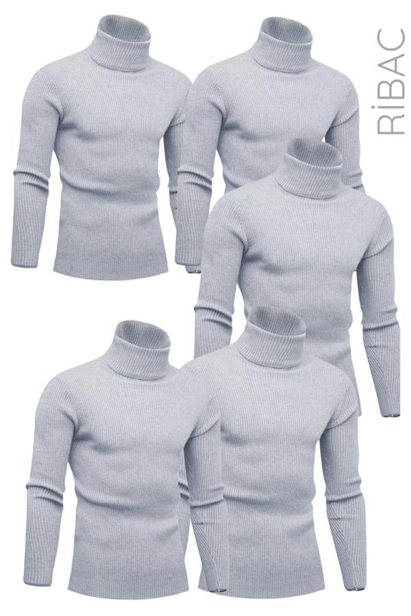 Ribac 5'Li Unisex Likralı Boğazlı Kazak - Image 1