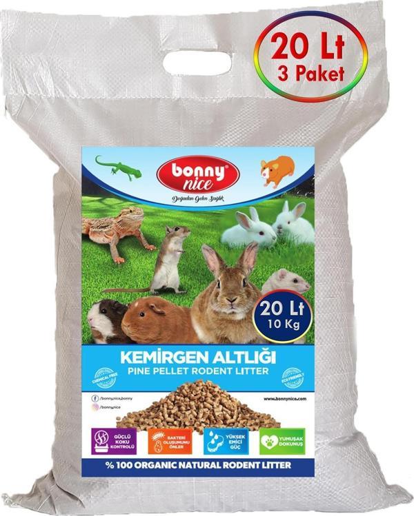 Bonny Nice Doğal Çam Pelet Hamster Kafes Altlığı 10 Kg 20 Lt (3 Adet) - Image 1