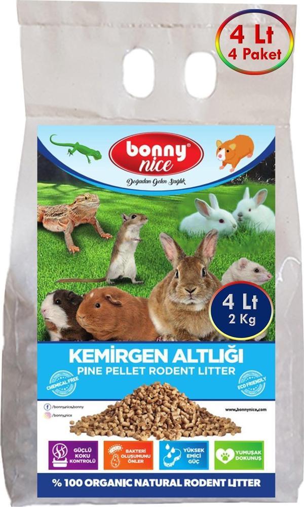  Bonny Nice Doğal Çam Pelet Hamster Kafes Altlığı 2 Kg 4 Lt (4 Adet) - Image 1