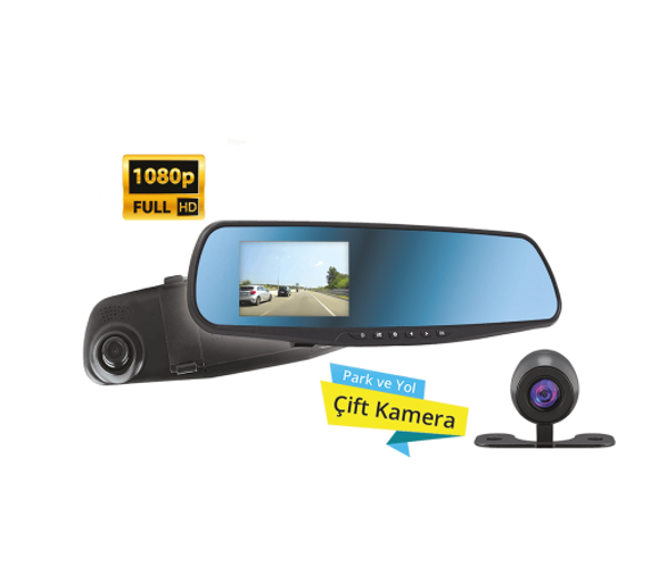 Full HD Araç İçi Yol Kayıt Park Kamerası Dikiz Ayna Piranha 1325 - Image 1