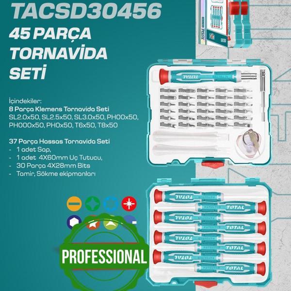 Total 45 Parça Tornavida Seti TACSD30456 - Image 1