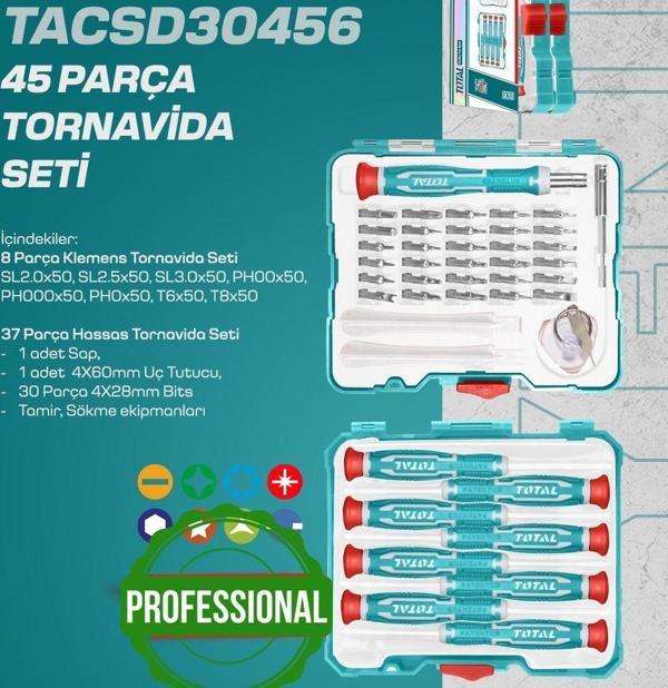 Total 45 Parça Tornavida Seti TACSD30456 - Image 1