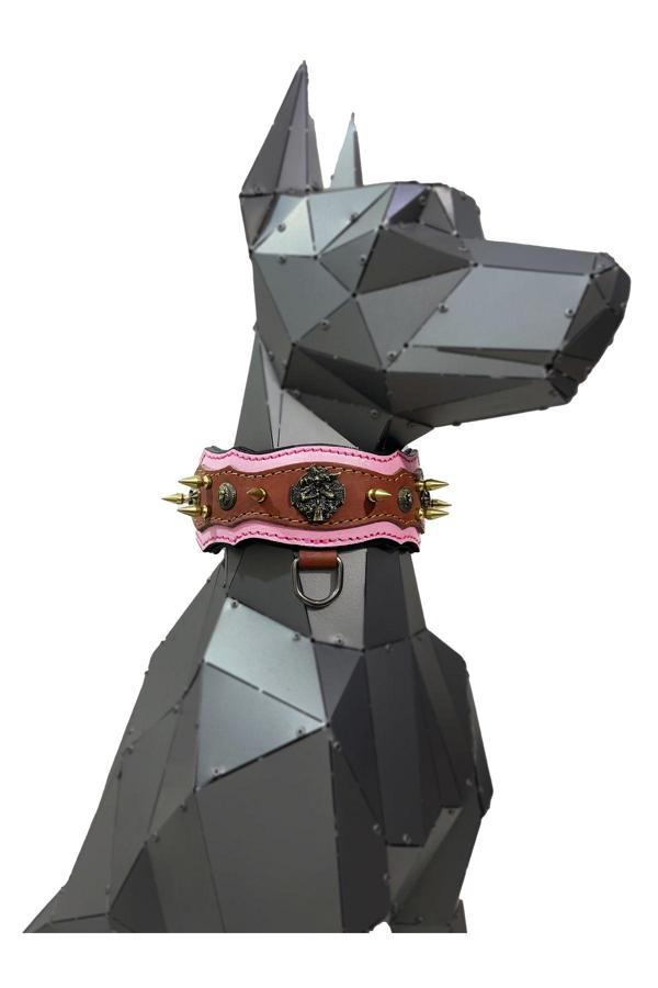 Tasma Market Pembe Viking Özel Tasarım Deri Köpek Tasması - Image 1