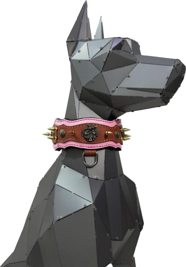 Tasma Market Pembe Viking Özel Tasarım Deri Köpek Tasması - Image 1