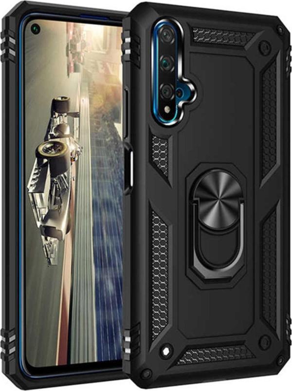 Coverzone Honor 20 Kılıf Shockproof Standlı Yüzük Tutuculu Mega Case Vega100 Siyah - Image 1