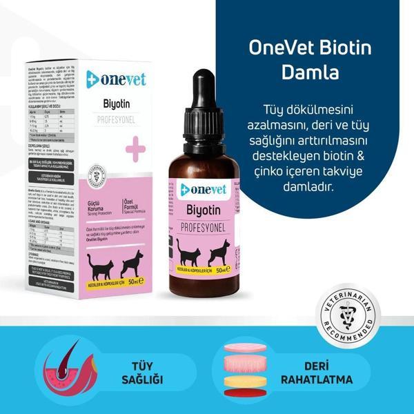 OneVet Biotin Kedi ve Köpekler İçin Tüy Dökülmesini Önleyici Damla 50 Ml - Image 1