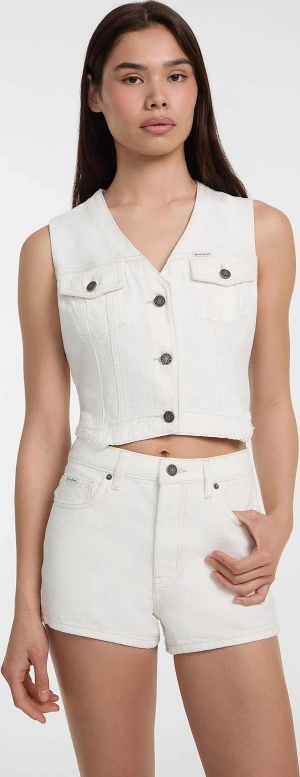 Guess Jeans GJ DENIM VEST Kadın Beyaz Yelek W5GN74D5M62-GJWI - Image 1