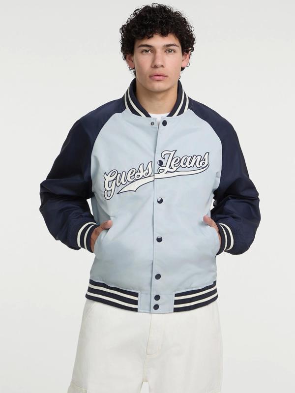 Guess Jeans GJ RAGLAN BOMBER WITH PATCH Erkek Mavi Ceket M5GL32WHAA2-G7O7 - Image 1