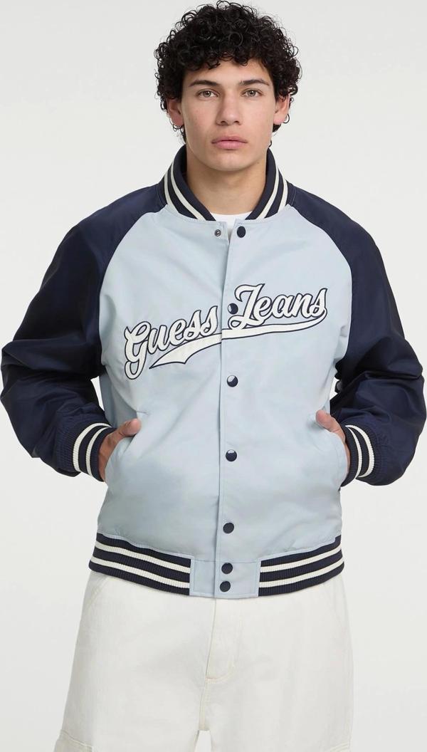Guess Jeans GJ RAGLAN BOMBER WITH PATCH Erkek Mavi Ceket M5GL32WHAA2-G7O7 - Image 1