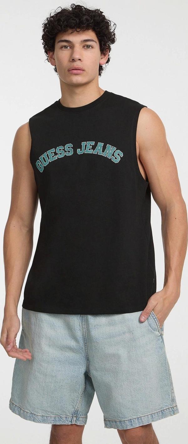 Guess Jeans GJ MUSCLE COLLEGIATE TANK Erkek Siyah T-shirt M5GP31K8HM0-JBLK - Image 1