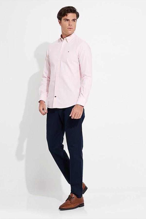 Tommy Hilfiger CHINO HARLEM PO DRWS CO LINEN Erkek Lacivert Pantolon MW0MW34533DW5 - Image 1