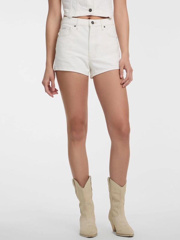 Guess Jeans GJ HIGHWAIST MOM SHORT Kadın Beyaz Şort W5GD0SD5M62-GJWI - Image 1