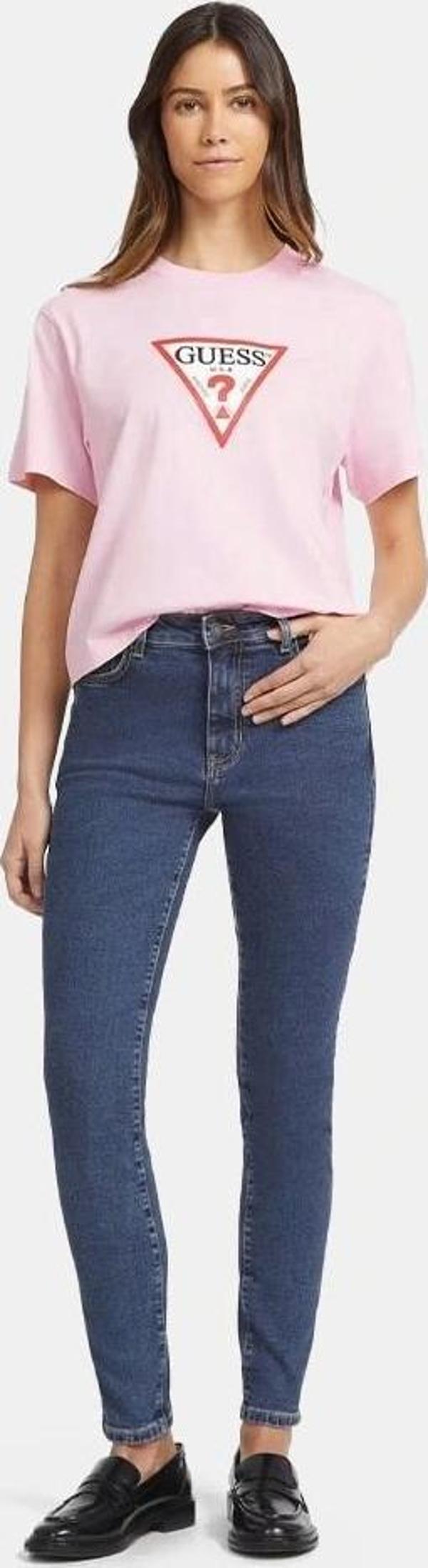 Guess Jeans GJ SS CN BOXY ICONIC TEE Kadın Lila T-shirt W4YI73K8HM0-G487 - Image 1