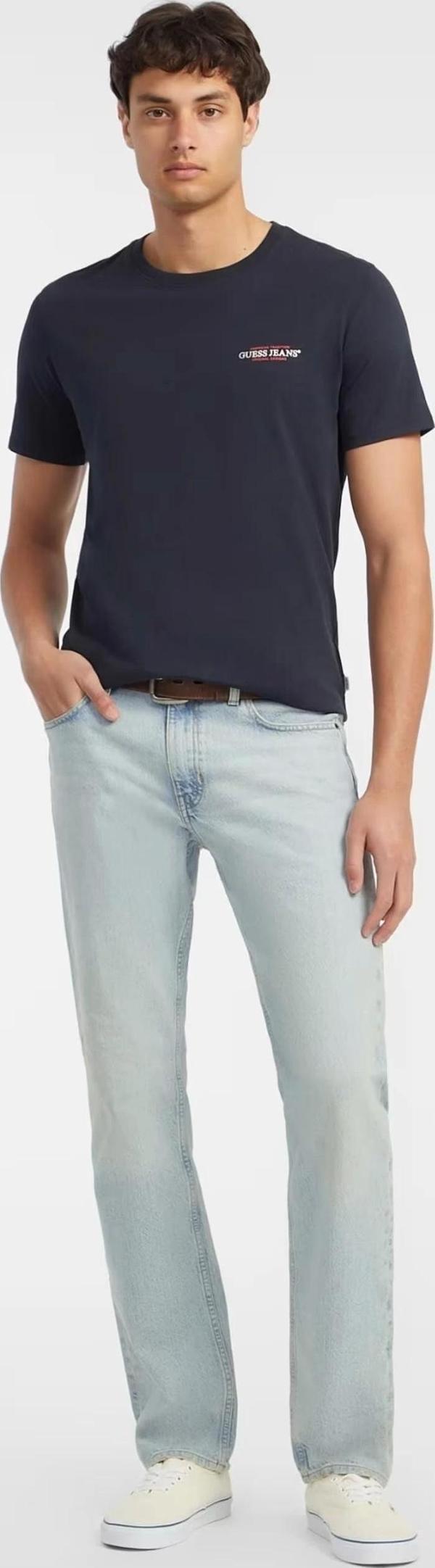 Guess Jeans GJ SS VN SLIM AMERICAN TR TEE Erkek Lacivert T-shirt M4YI50K8HM0-A71W - Image 1