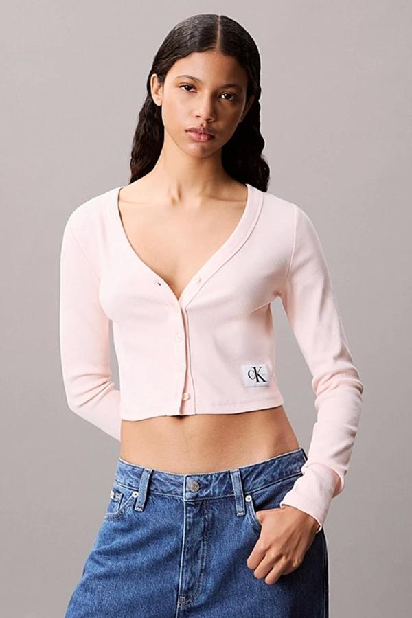Calvin Klein Jeans Kadın Etiketli Pamuklu Fitilli Pembe Badi LV047C204G-VI7 - Image 1
