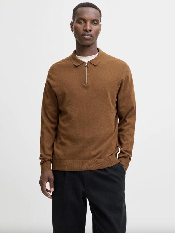 JJEEMIL KNIT POLO HALF ZIP LS NOOS  - Image 1
