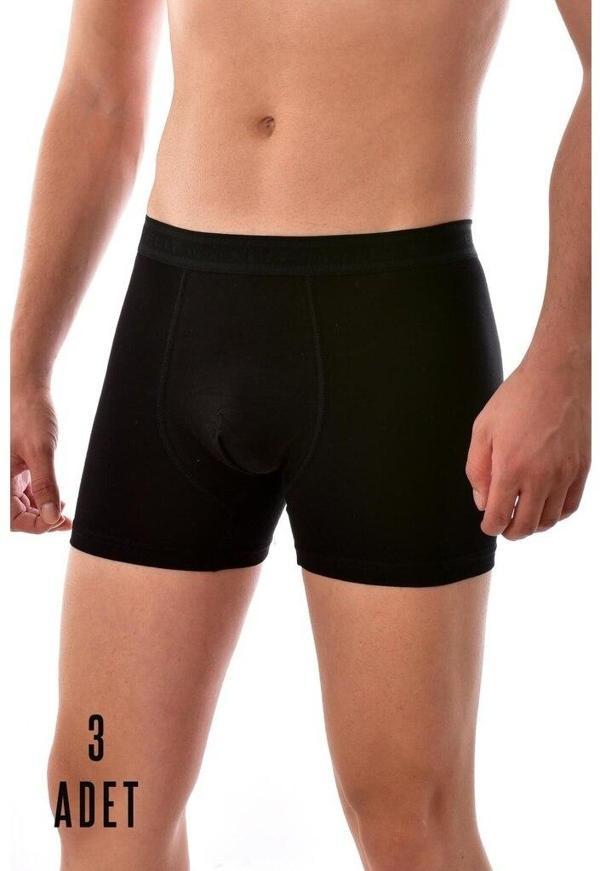 3 Lü Tutku Elit Modal Erkek Siyah Elasthan Boxer 1251 - Image 1