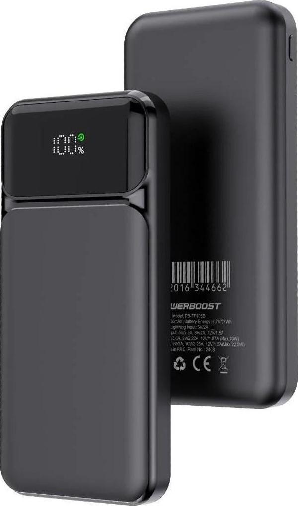PowerBoost NIGHT 105B 10000mAh 22.5W LCD Siyah Taşınabilir Şarj Cihazı Powerbank - Image 1