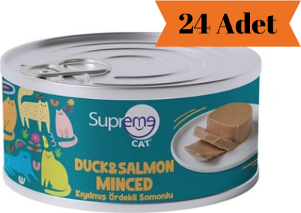 Supreme Cat Kıyılmış Ördekli ve Somonlu Yetişkin Kedi Konservesi 85Gr x 24 Adet - Image 1