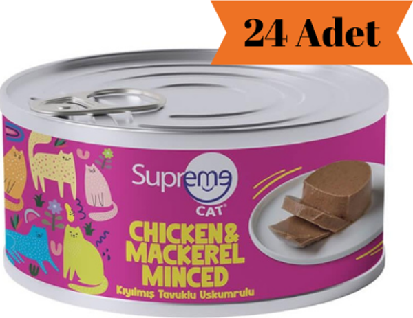 Supreme Cat Kıyılmış Tavuklu ve Uskumrulu Yetişkin Kedi Konservesi 85Gr x 24 Adet - Image 1